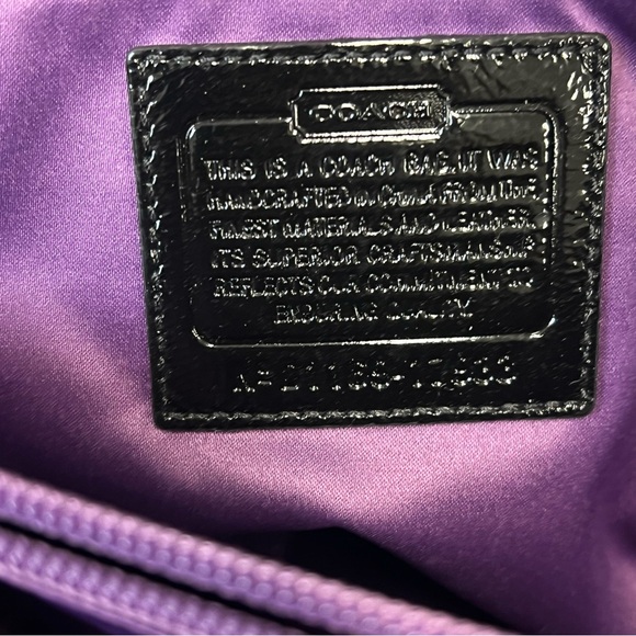 RARE COACH POPPY GALAXY TWEED TOTE PATENT LEATHER TRIM PUSHLOCK 2 TAGS & CHARM - Picture 10 of 15